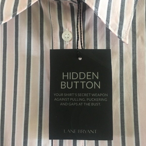 Lane Bryant NWT Button Front Essential Shirt Sz 22 Pink Black Work Preppy Office - Picture 4 of 16